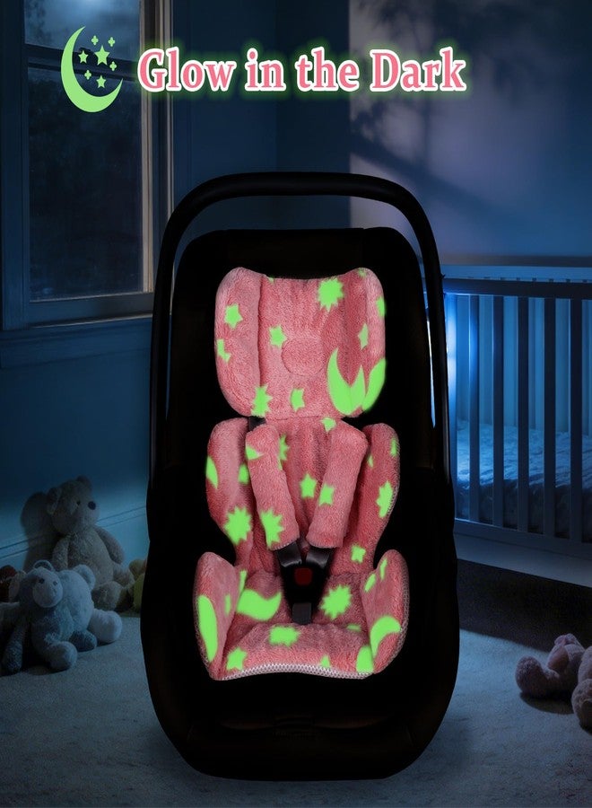 DAYEEBALL Infant Car Seat Insert Cushion, Baby Car Seat Head Body Support with 2 Extra Strap Paddings, Newborn Car Seat Insert for Baby Girls & Boys, Premature Carseat Cushion, Pink Moon and Star - Image 3
